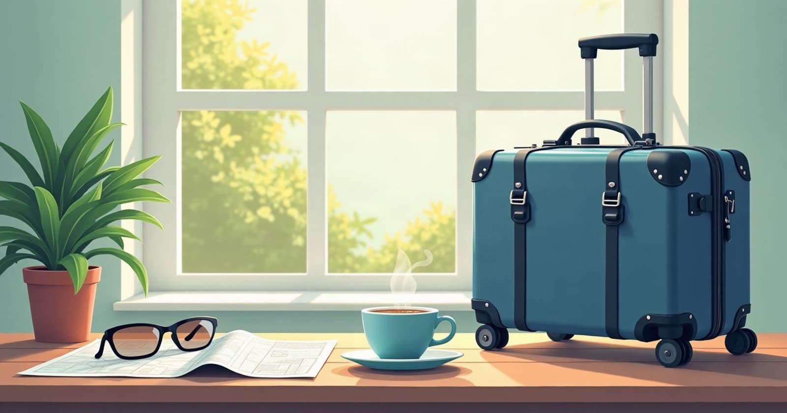 Koffer, Sonnenbrille und Kaffee am Fenster – Urlaub 2027 planen